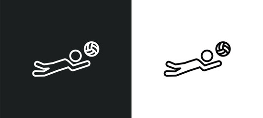 Poster - volleyball motion line icon in white and black colors. volleyball motion flat vector icon from volleyball motion collection for web, mobile apps and ui.