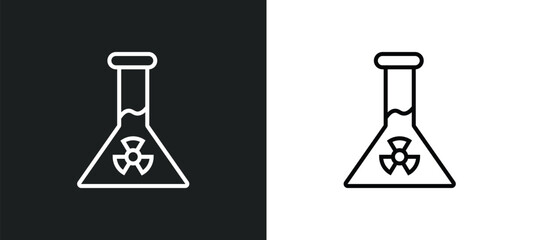 Poster - radioactive elements line icon in white and black colors. radioactive elements flat vector icon from radioactive elements collection for web, mobile apps and ui.