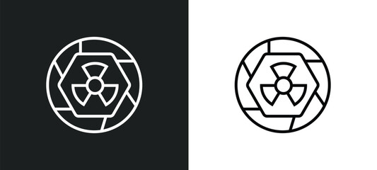 Poster - radioactive line icon in white and black colors. radioactive flat vector icon from radioactive colle