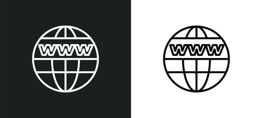 Wall Mural - internet line icon in white and black colors. internet flat vector icon from internet collection for web, mobile apps and ui.