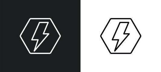 Poster - electric current line icon in white and black colors. electric current flat vector icon from electric current collection for web, mobile apps and ui.