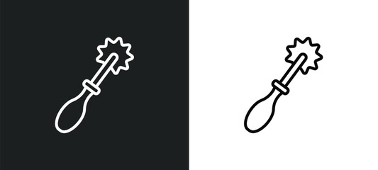 Poster - tracing wheel line icon in white and black colors. tracing wheel flat vector icon from tracing wheel collection for web, mobile apps and ui.