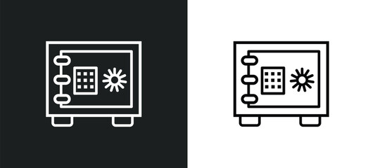 Poster - safe box line icon in white and black colors. safe box flat vector icon from safe box collection for web, mobile apps and ui.