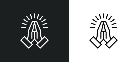 Aufkleber - pray line icon in white and black colors. pray flat vector icon from pray collection for web, mobile apps and ui.