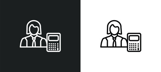 Poster - mathematician line icon in white and black colors. mathematician flat vector icon from mathematician collection for web, mobile apps and ui.