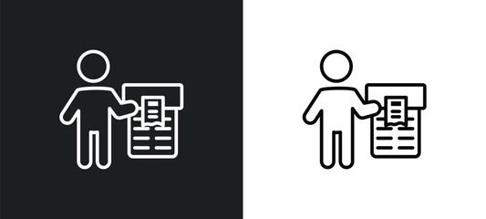 Canvas Print - ticket hine line icon in white and black colors. ticket hine flat vector icon from ticket hine collection for web, mobile apps and ui.