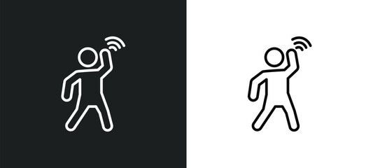 Fototapete - goodbye line icon in white and black colors. goodbye flat vector icon from goodbye collection for we