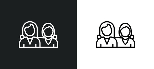 Aufkleber - friends line icon in white and black colors. friends flat vector icon from friends collection for web, mobile apps and ui.