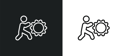 Poster - effort line icon in white and black colors. effort flat vector icon from effort collection for web, 