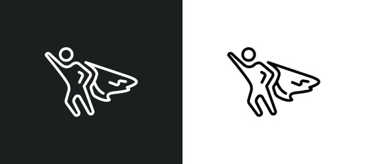 Wall Mural - super hero line icon in white and black colors. super hero flat vector icon from super hero collection for web, mobile apps and ui.