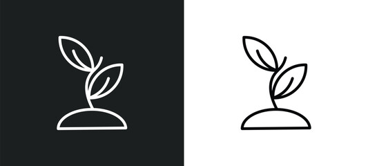 Poster - seeding line icon in white and black colors. seeding flat vector icon from seeding collection for web, mobile apps and ui.