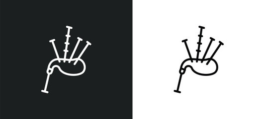 bagpipes line icon in white and black colors. bagpipes flat vector icon from bagpipes collection for web, mobile apps and ui.