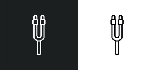 Poster - tuning fork line icon in white and black colors. tuning fork flat vector icon from tuning fork collection for web, mobile apps and ui.