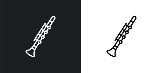 Wall Mural - clarinet line icon in white and black colors. clarinet flat vector icon from clarinet collection for web, mobile apps and ui.