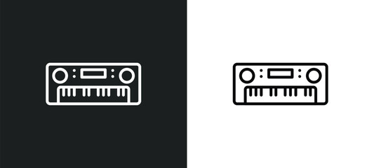 Poster - synthesizer line icon in white and black colors. synthesizer flat vector icon from synthesizer collection for web, mobile apps and ui.