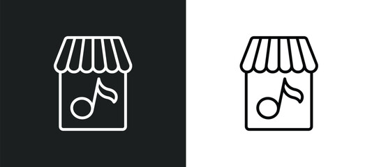 Poster - music store line icon in white and black colors. music store flat vector icon from music store collection for web, mobile apps and ui.