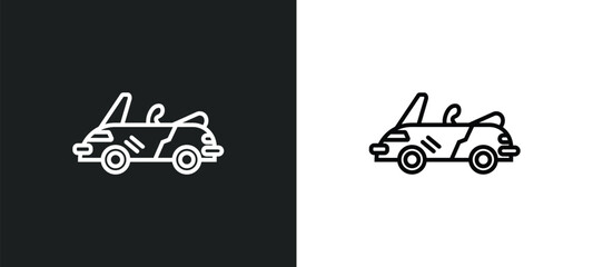 Poster - convertible car line icon in white and black colors. convertible car flat vector icon from convertible car collection for web, mobile apps and ui.