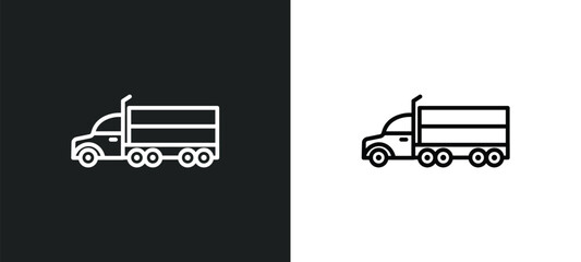 Wall Mural - transportation truck line icon in white and black colors. transportation truck flat vector icon from transportation truck collection for web, mobile apps and ui.