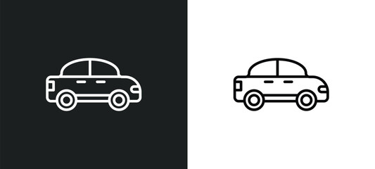 Poster - small car line icon in white and black colors. small car flat vector icon from small car collection for web, mobile apps and ui.