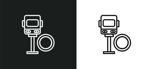 Poster - bus in reparation line icon in white and black colors. bus in reparation flat vector icon from bus reparation collection for web, mobile apps and ui.