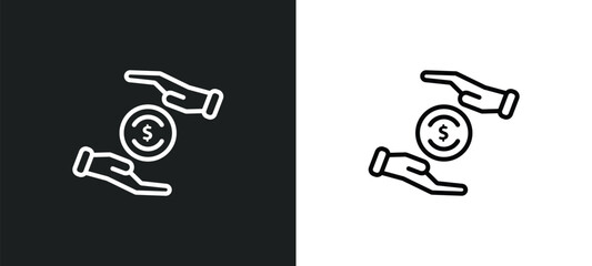 Poster - property and finance line icon in white and black colors. property and finance flat vector icon from property finance collection for web, mobile apps ui.
