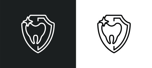 Poster - dental insurance line icon in white and black colors. dental insurance flat vector icon from dental 
