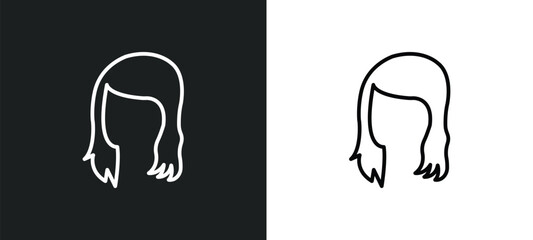 Poster - woman dark long hair line icon in white and black colors. woman dark long hair flat vector icon from woman dark long hair collection for web, mobile apps and ui.