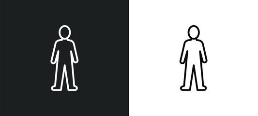 Poster - standing human body line icon in white and black colors. standing human body flat vector icon from standing human body collection for web, mobile apps and ui.
