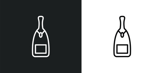 Poster - champagne line icon in white and black colors. champagne flat vector icon from champagne collection for web, mobile apps and ui.