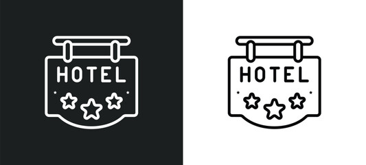 Poster - hotel line icon in white and black colors. hotel flat vector icon from hotel collection for web, mobile apps and ui.