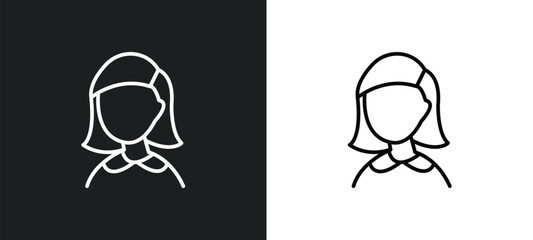 Wall Mural - girl line icon in white and black colors. girl flat vector icon from girl collection for web, mobile apps and ui.