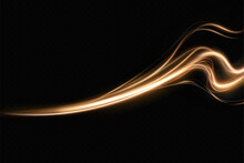 Abstract Light Speed Motion Effect.Gold Color Spiral Glow Effect.Magic Shiny Line.