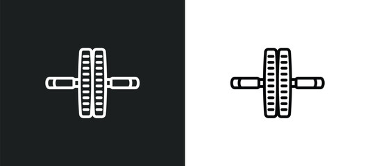 Poster - fitness wheel line icon in white and black colors. fitness wheel flat vector icon from fitness wheel collection for web, mobile apps and ui.