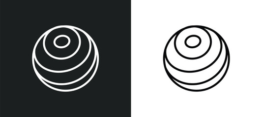 Poster - fitness ball line icon in white and black colors. fitness ball flat vector icon from fitness ball collection for web, mobile apps and ui.