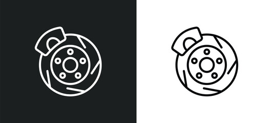 Canvas Print - disk brake line icon in white and black colors. disk brake flat vector icon from disk brake collection for web, mobile apps and ui.