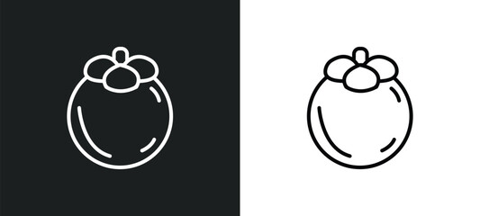 Poster - mangosteen line icon in white and black colors. mangosteen flat vector icon from mangosteen collection for web, mobile apps and ui.
