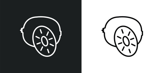 Poster - kiwi line icon in white and black colors. kiwi flat vector icon from kiwi collection for web, mobile apps and ui.