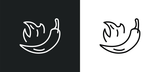 Poster - hot chilli pepper line icon in white and black colors. hot chilli pepper flat vector icon from hot chilli pepper collection for web, mobile apps and ui.