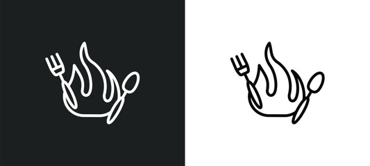 Poster - calories line icon in white and black colors. calories flat vector icon from calories collection for web, mobile apps and ui.