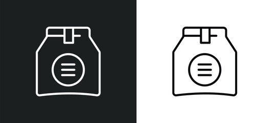 Poster - pack line icon in white and black colors. pack flat vector icon from pack collection for web, mobile