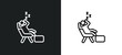 lazy human line icon in white and black colors. lazy human flat vector icon from lazy human collection for web, mobile apps and ui.