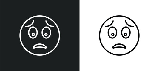 Poster - worried emoji line icon in white and black colors. worried emoji flat vector icon from worried emoji collection for web, mobile apps and ui.