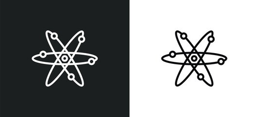 Poster - atom line icon in white and black colors. atom flat vector icon from atom collection for web, mobile apps and ui.