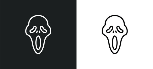 Poster - scream line icon in white and black colors. scream flat vector icon from scream collection for web, mobile apps and ui.