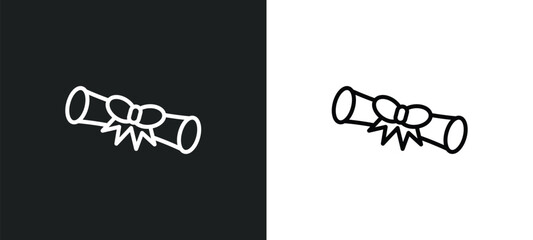 Poster - diploma roll line icon in white and black colors. diploma roll flat vector icon from diploma roll collection for web, mobile apps and ui.