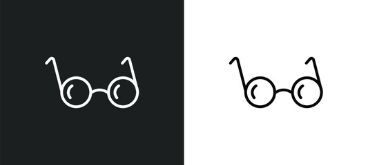 Poster - studying glasses line icon in white and black colors. studying glasses flat vector icon from studying glasses collection for web, mobile apps and ui.