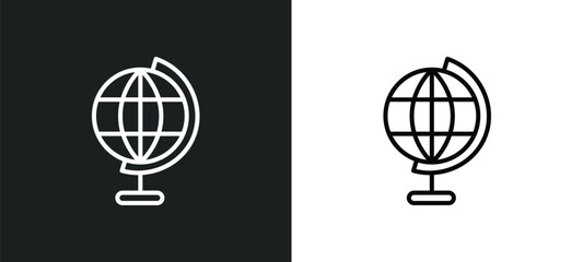 Fototapete - classroom globe line icon in white and black colors. classroom globe flat vector icon from classroom globe collection for web, mobile apps and ui.