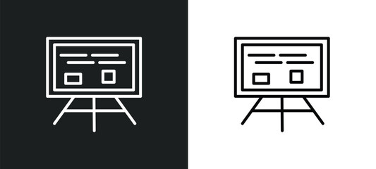 Poster - writing whiteboard line icon in white and black colors. writing whiteboard flat vector icon from writing whiteboard collection for web, mobile apps and ui.