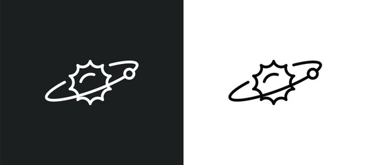 Poster - solar system line icon in white and black colors. solar system flat vector icon from solar system collection for web, mobile apps and ui.