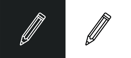 Poster - pencil line icon in white and black colors. pencil flat vector icon from pencil collection for web, mobile apps and ui.